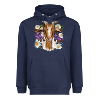 Navy easter goat daisys leopard wooden Heavyweight Hoodie - Artiststas