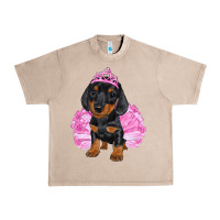 French Oak Balerina Dachshund With Tutu Urban Heavy Tee - RanaPortraitStore