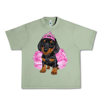 Oil Green Balerina Dachshund With Tutu Urban Heavy Tee - RanaPortraitStore