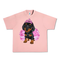 Salmon Balerina Dachshund With Tutu Urban Heavy Tee - RanaPortraitStore