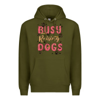 Army Green busy raising dogs Premium Hoodie - MaliasSmallBusiness
