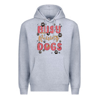 Heather Grey busy raising dogs Premium Hoodie - MaliasSmallBusiness