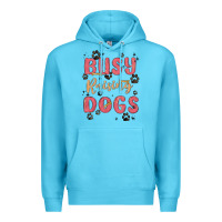 Ocean Blue busy raising dogs Premium Hoodie - MaliasSmallBusiness
