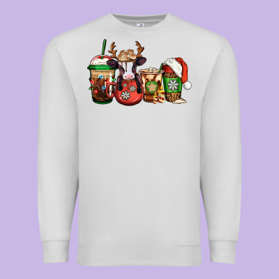 Christmas Baby Calf Coffee Cups Premium Sweatshirt Designed By Jasminsmagicworld