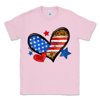 Bubblegum Pink American flag heart leopard Classic Tee - Neo Western