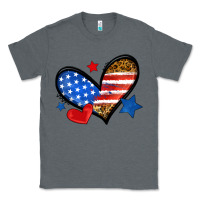 Charcoal Heather American flag heart leopard Classic Tee - Neo Western