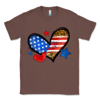 Chestnut American flag heart leopard Classic Tee - Neo Western