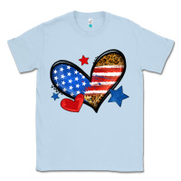 Dusty Blue American flag heart leopard Classic Tee - Neo Western