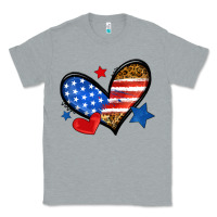 Heather Grey American flag heart leopard Classic Tee - Neo Western