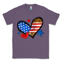 Lavender American flag heart leopard Classic Tee - Neo Western