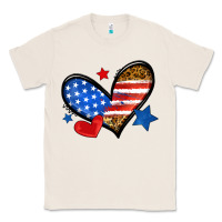 Natural American flag heart leopard Classic Tee - Neo Western