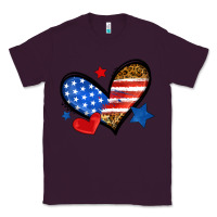 Plum American flag heart leopard Classic Tee - Neo Western