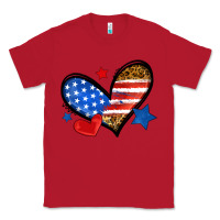 Red American flag heart leopard Classic Tee - Neo Western