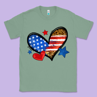 American Flag Heart Leopard Classic Tee Designed By Neo Western
