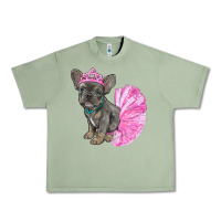Oil Green Balerina French Bulldog With Tutu Urban Heavy Tee - RanaPortraitStore