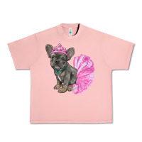 Salmon Balerina French Bulldog With Tutu Urban Heavy Tee - RanaPortraitStore