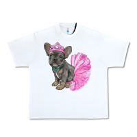 White Balerina French Bulldog With Tutu Urban Heavy Tee - RanaPortraitStore