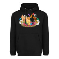 Black easter coop animals farm chicken chiks rooster flowers butterfly Heavyweight Hoodie - Artiststas