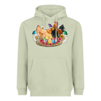 Matcha easter coop animals farm chicken chiks rooster flowers butterfly Heavyweight Hoodie - Artiststas