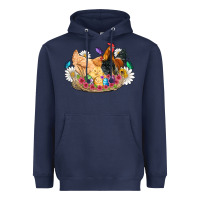 Navy easter coop animals farm chicken chiks rooster flowers butterfly Heavyweight Hoodie - Artiststas