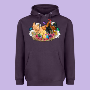 Easter Coop Animals Farm Chicken Chiks Rooster Flowers Butterfly Heavyweight Hoodie Designed By Artiststas