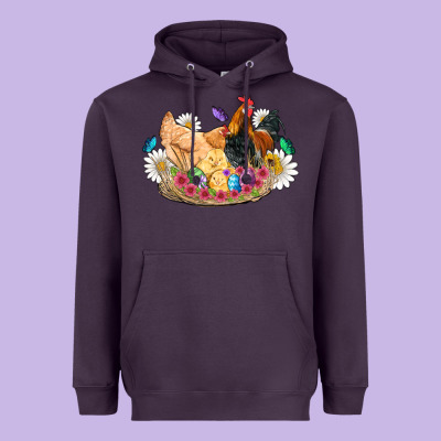 Easter Coop Animals Farm Chicken Chiks Rooster Flowers Butterfly Heavyweight Hoodie Designed By Artiststas