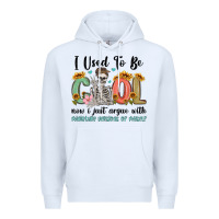 White i used to be cool now i just argue with miniature Premium Hoodie - MaliasSmallBusiness