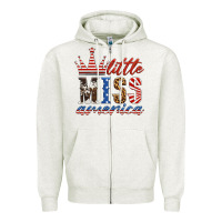 Oatmeal Heather little miss america Zipper Hoodie - HRA Design Shop