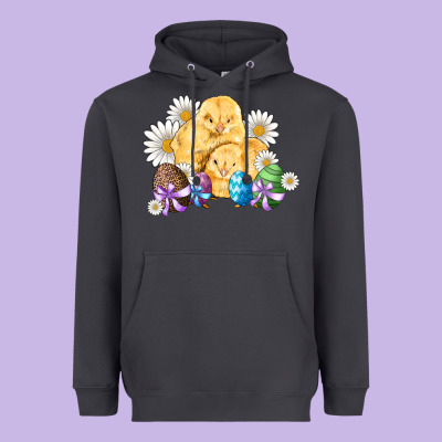Chicks Eggs Daisy Easter Heavyweight Hoodie Designed By Artiststas