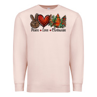 Pale Pink Peace love western christmas trees Premium Sweatshirt - Jasminsmagicworld