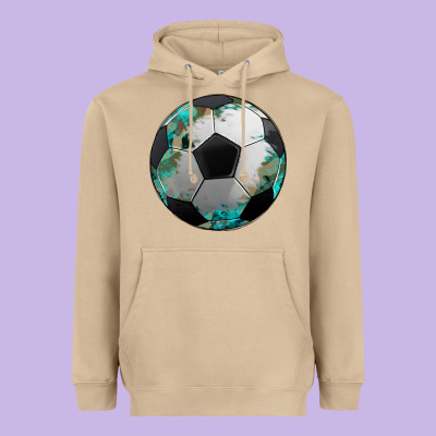 Western Sport Soccer Camouflage Turquoise Pattern Heavyweight Hoodie Designed By Artiststas
