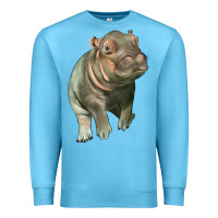 Ocean Blue baby hippo Premium Sweatshirt - LillyAllenDesigns