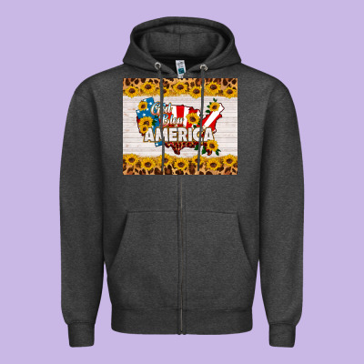 God Bless America Zipper Hoodie Designed By Hra Design Shop