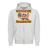 Dove Grey god bless america Zipper Hoodie - HRA Design Shop