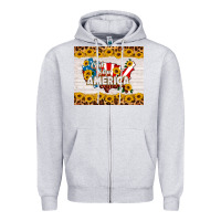 Heather Grey god bless america Zipper Hoodie - HRA Design Shop