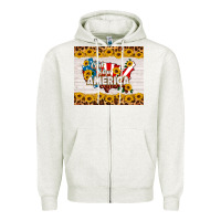 Oatmeal Heather god bless america Zipper Hoodie - HRA Design Shop