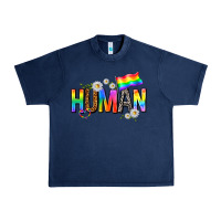 Navy human with daisies Urban Heavy Tee - texasbilliewilder