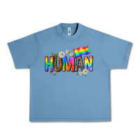 Pebble Blue human with daisies Urban Heavy Tee - texasbilliewilder
