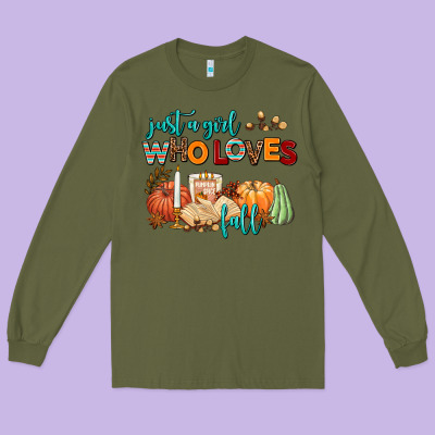 Just A Girl Who Loves Fall Long Sleeve Tee Designed By Adodesignshop