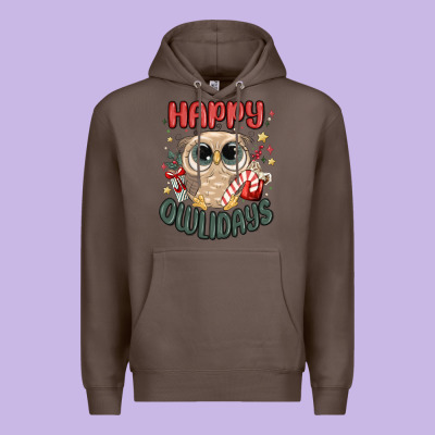 Happy Owlidays Premium Hoodie Designed By Maliassmallbusiness