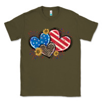 Army Green American Flag heart Classic Tee - CowGirlArtShop