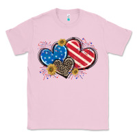 Bubblegum Pink American Flag heart Classic Tee - CowGirlArtShop
