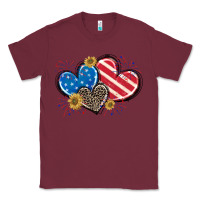 Burgundy American Flag heart Classic Tee - CowGirlArtShop