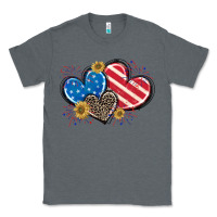 Charcoal Heather American Flag heart Classic Tee - CowGirlArtShop