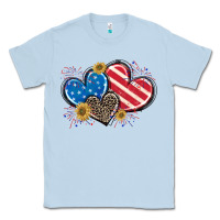 Dusty Blue American Flag heart Classic Tee - CowGirlArtShop