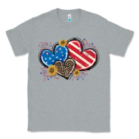 Heather Grey American Flag heart Classic Tee - CowGirlArtShop