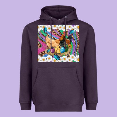 Easter Farm Chicken Chick Rooster Daisys Butterfly Sunflower Eggs Glit Heavyweight Hoodie Designed By Artiststas