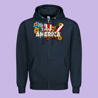 God Bless America Zipper Hoodie Designed By Hra Design Shop