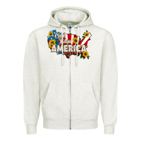 Oatmeal Heather god bless america Zipper Hoodie - HRA Design Shop