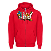 Red god bless america Zipper Hoodie - HRA Design Shop